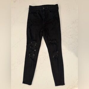 American Eagle Outfitters Black Distressed Jeggings
